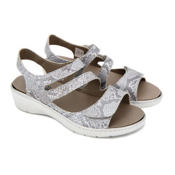 Sandales plates compensées f0550 brides python Femme FLUCHOS marque pas cher prix dégriffés destockage