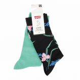 Lot de 2 paires de chaussettes jacquard fleur confort coton doux stretch renfort talon orteil Homme LEVI'S marque pas cher pr...