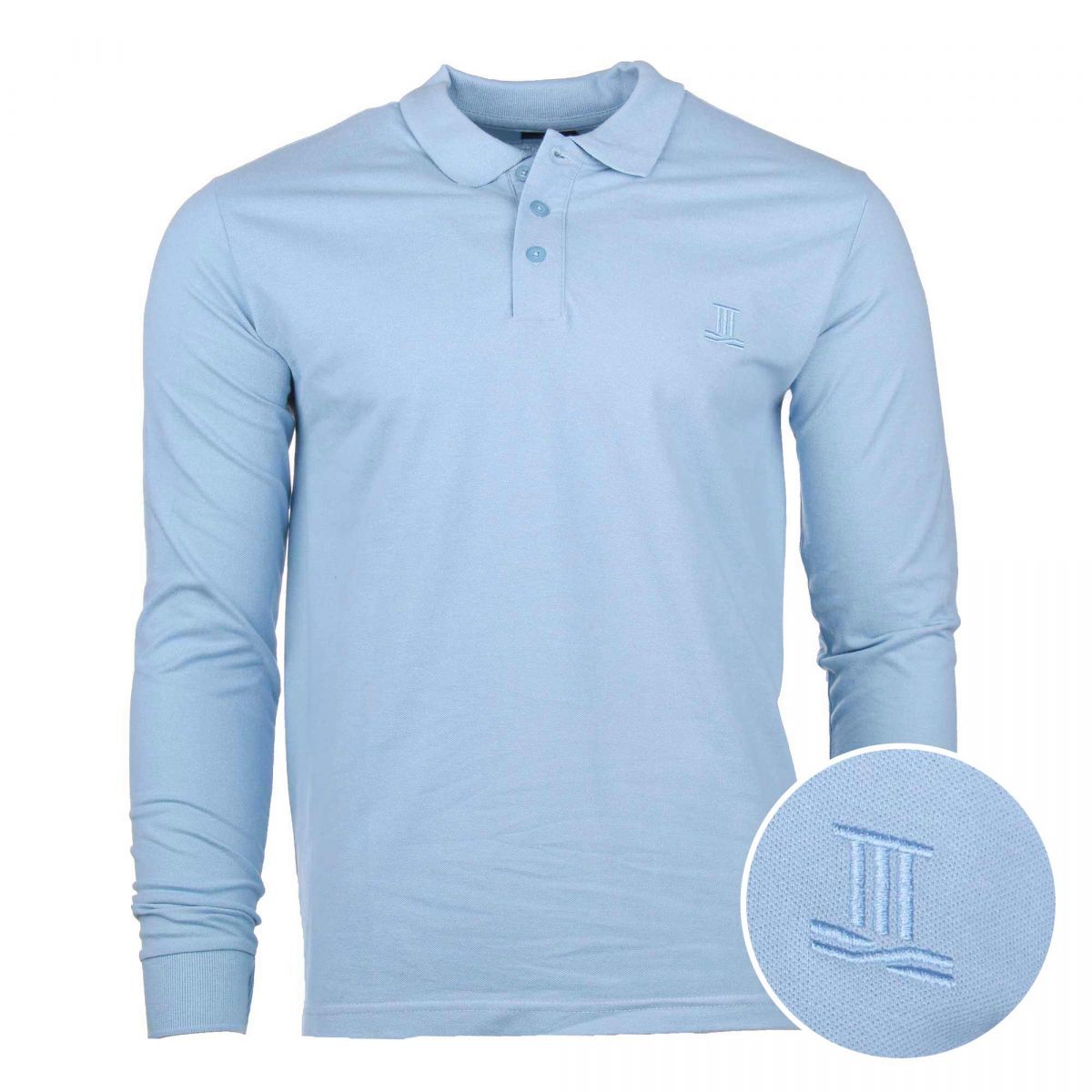  Polo  manches  longues  coton doux piqu  col  boutonn   brod  Homme 