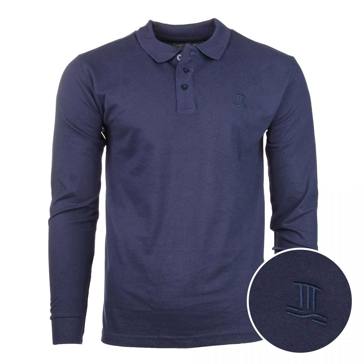  Polo  manches  longues  coton doux piqu  col  boutonn   brod  Homme 