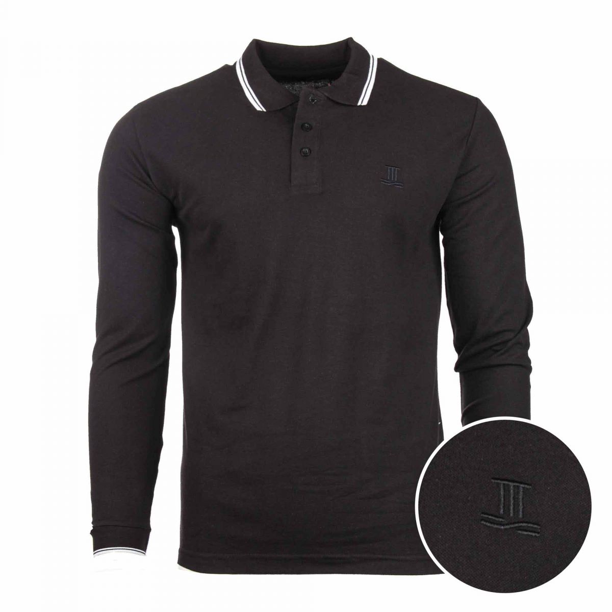  Polo  manches  longues  coton doux piqu  col  boutonn   ray  