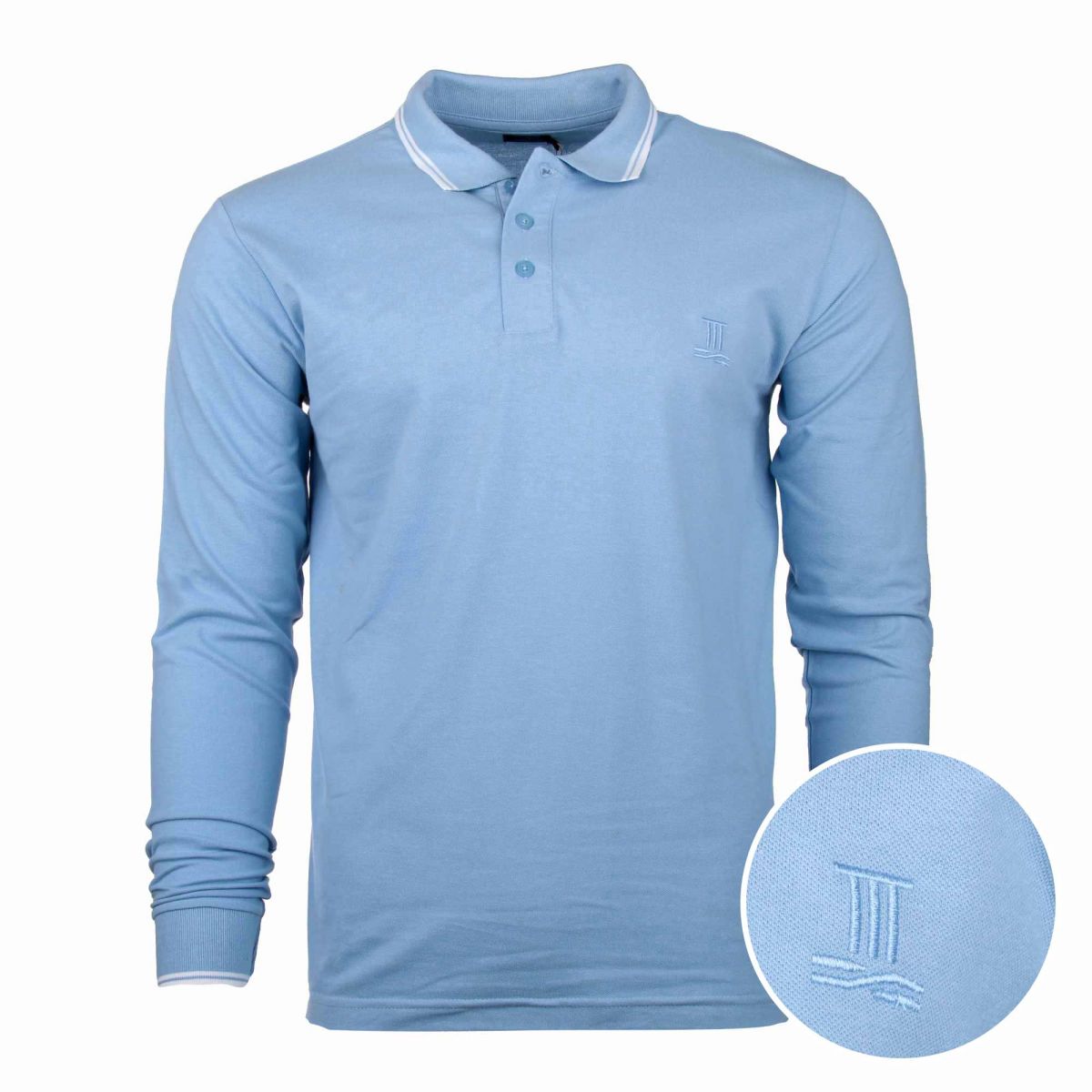  Polo  manches  longues  coton doux piqu  col  boutonn   ray  