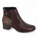 Bottines à talon cuir lisse grainé contrasté zip Femme DORKING marque pas cher prix dégriffés destockage