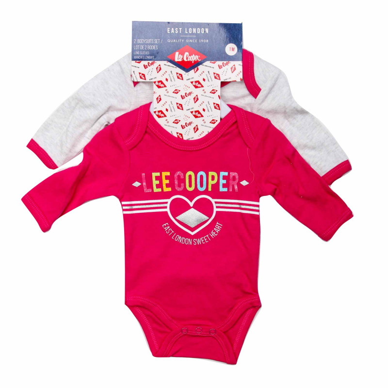 Lot 2 Bodies manches longues Coton bébé LEE COOPER marque pas cher prix dégriffés destockage