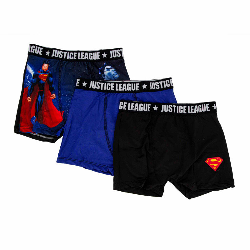 Lot de 3 boxers Superman stretch Enfant JUSTICE LEAGUE marque pas cher prix dégriffés destockage