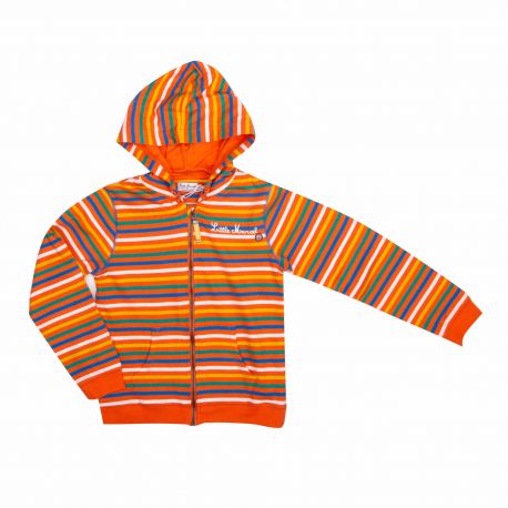 Sweat à capuche rayures zippé logo coton Enfant LITTLE MARCEL marque pas cher prix dégriffés destockage