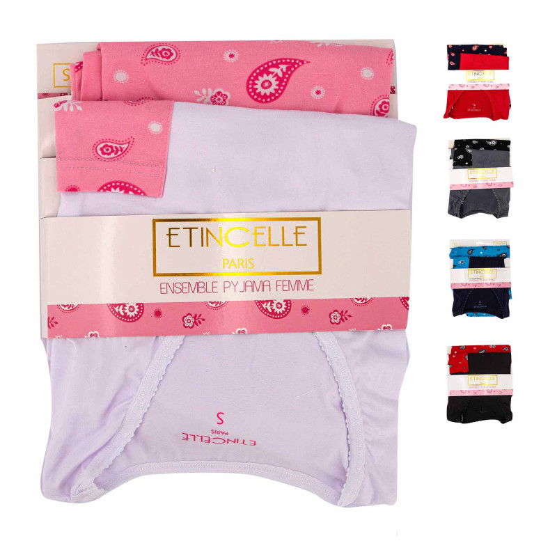 Pyjama manches courtes imprimé bandana stretch Precious Femme ETINCELLE marque pas cher prix dégriffés destockage