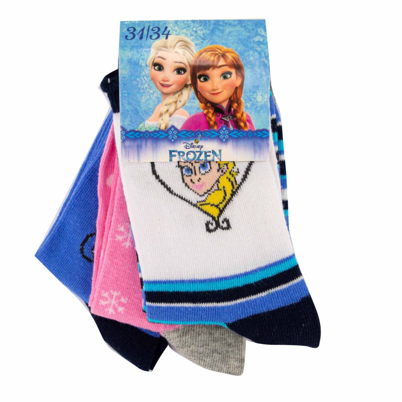 Lot de 3 paires de chaussettes imprimé en coton Frozen Enfant DISNEY marque pas cher prix dégriffés destockage