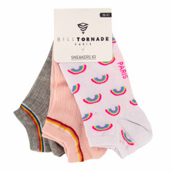 Lot de 3 paires de chaussettes fantaisies t36/41 11088 Femme BILL TORNADE marque pas cher prix dégriffés destockage
