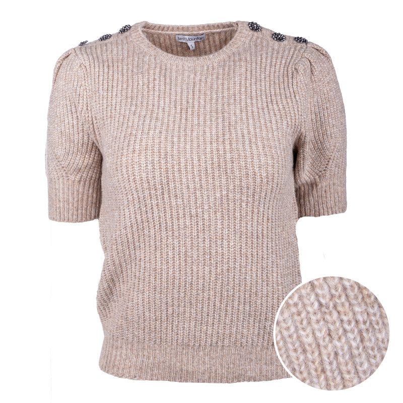Pull manches courtes maille tricotée laine mélangée Femme BEST MOUNTAIN marque pas cher prix dégriffés destockage