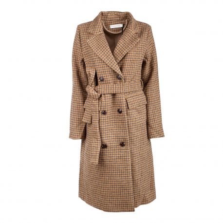 Manteau croisé ceinturé laine écossais poches Femme LA PETITE ETOILE marque pas cher prix dégriffés destockage