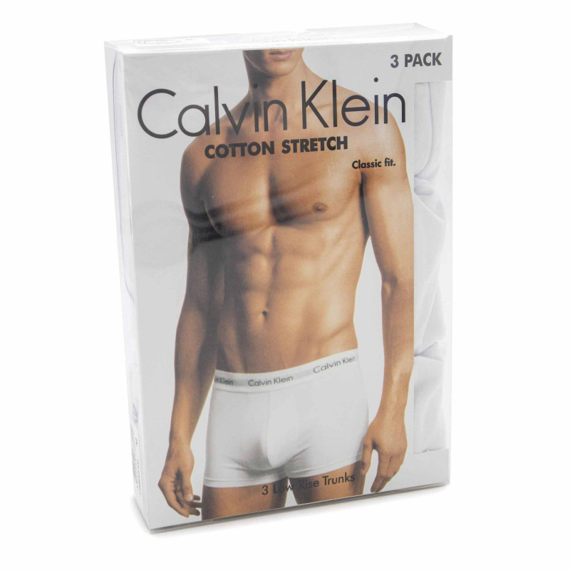 Lot de 3 boxers unis coton stretch homme CALVIN KLEIN marque pas cher prix dégriffés destockage