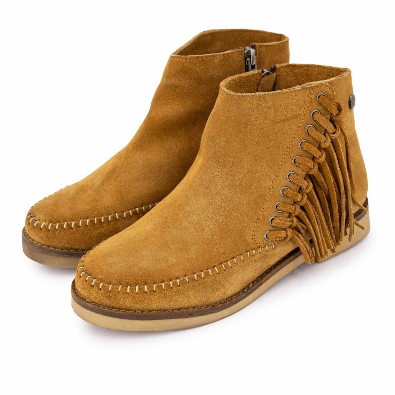 Bottines cuir su d frange Mia Femme INITIALE PARIS prix