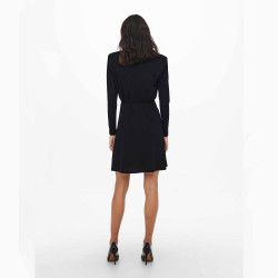 Robe courte manches longues épaulettes noire Femme ONLY marque pas cher prix dégriffés destockage Robe courte manches longues épaulettes noire Femme ONLY marque pas cher prix dégriffés destockage