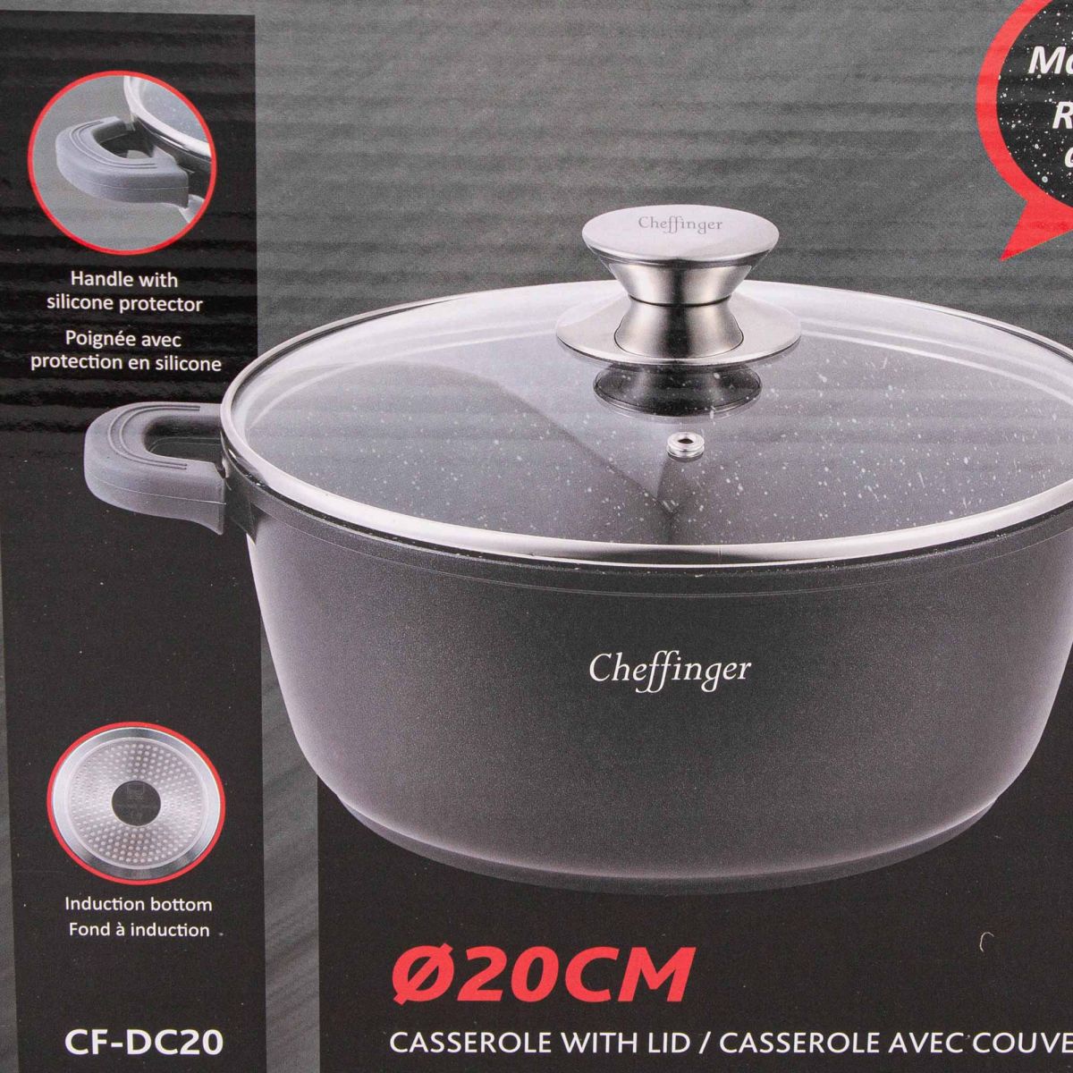 Casserole induction 20 cm revetement marbre cf-dc20 Mixte CHEFFINGER