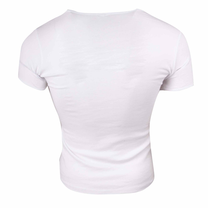 T-SHIRT AJUSTE COL V EN COTON