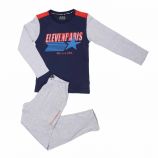 Pyjama manches longues tricolore inscription logo coton Enfant ELEVEN PARIS