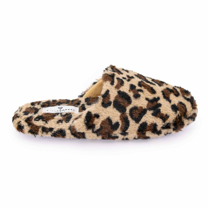 chaussons fausse fourrure léopard femme bill tornade