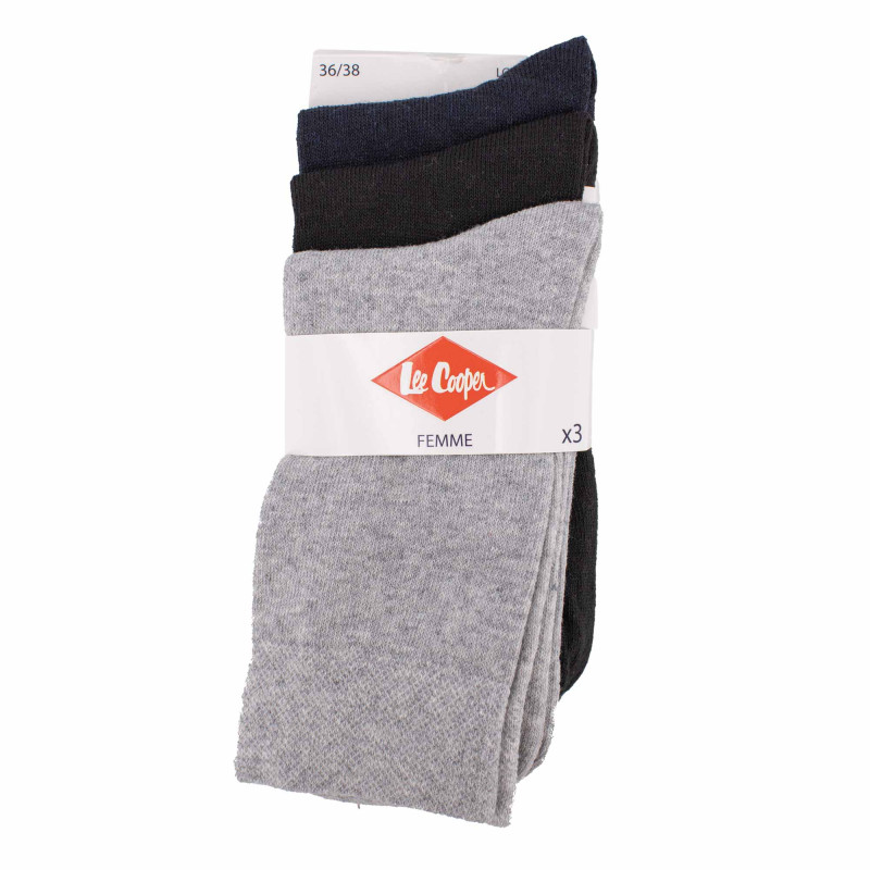 Chaussettes unies lot x3 Femme LEE COOPER marque pas cher prix dégriffés destockage Chaussettes unies lot x3 Femme LEE COOPER marque pas cher prix dégriffés destockage