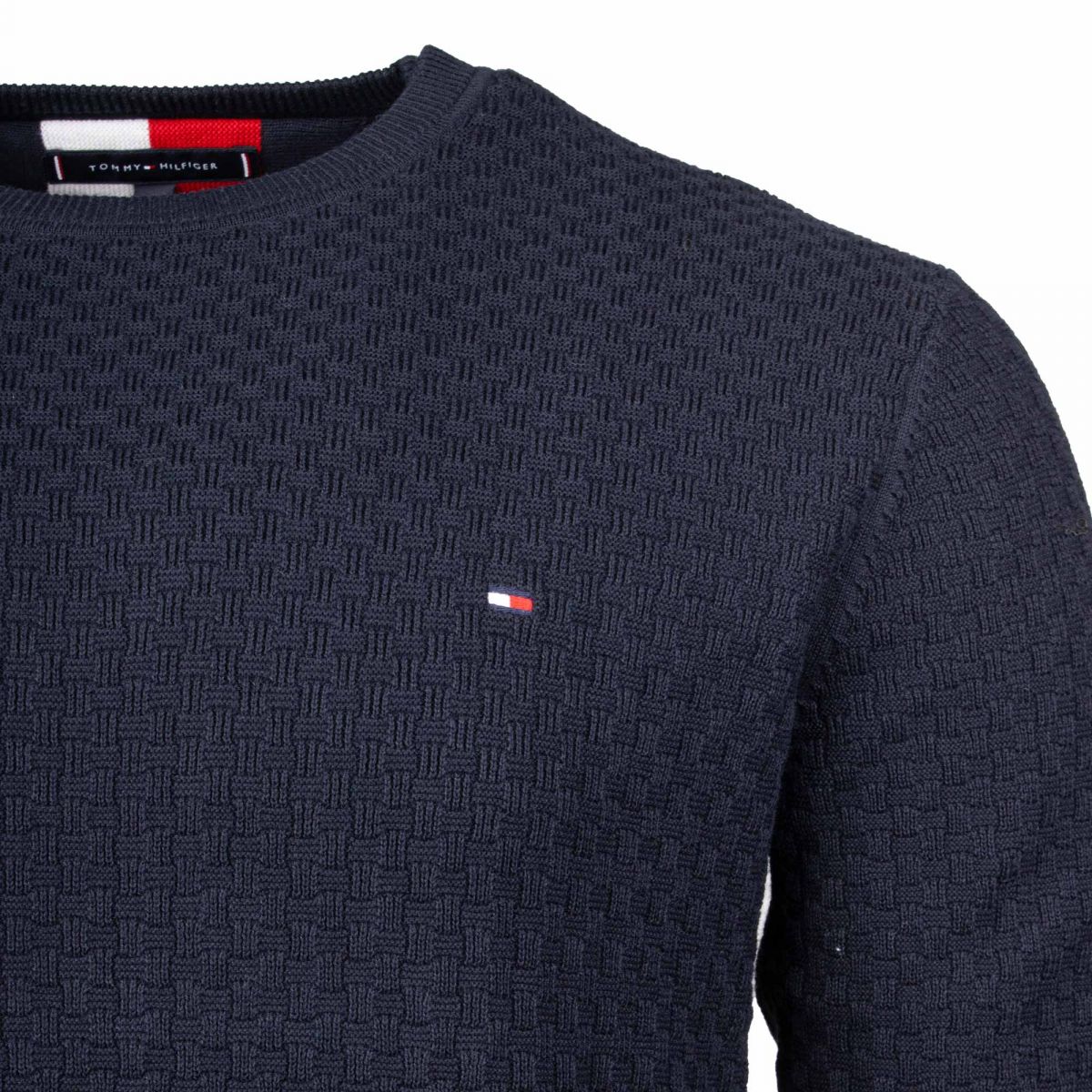 Pull rond manches longues 100% coton en maille fine TOMMY