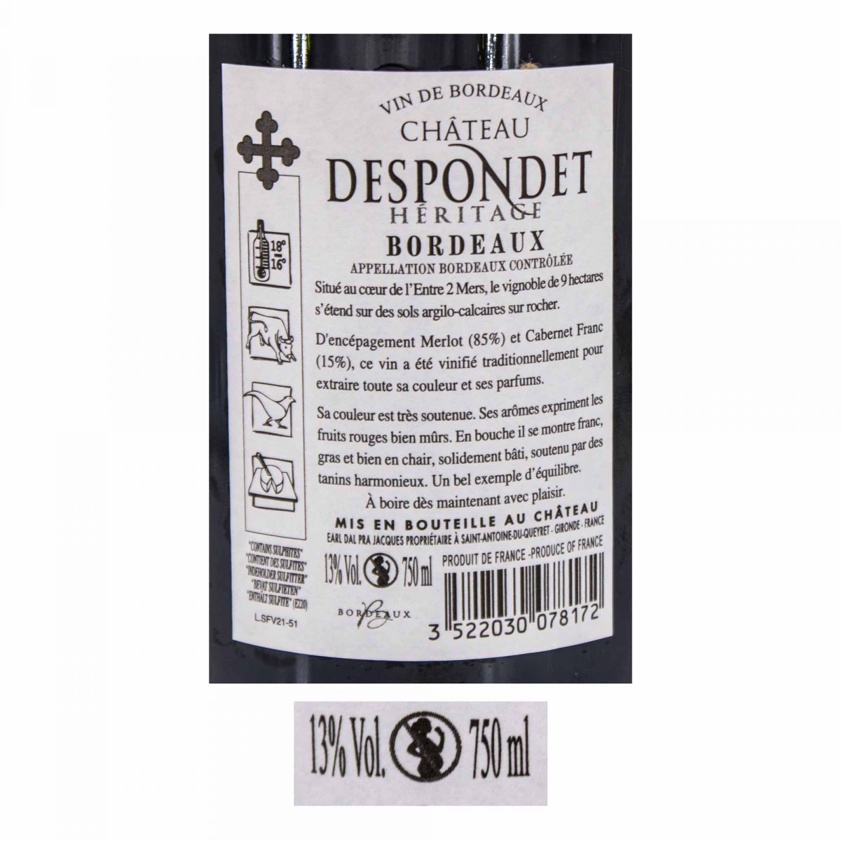 Chateau Blanchon Lussac Saint Emilion 2018 vin rouge Aoc bordeaux hÉritage 75cl 2018 chÂteau despondet mÉdaillÉ