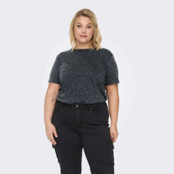 Tee shirt manches courtes col rond léopard Femme ONLY CARMAKOMA marque pas cher prix dégriffés destockage