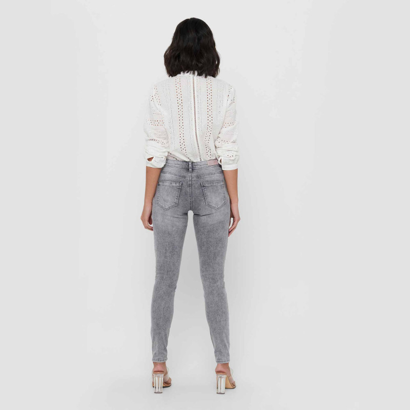 Jeans Femme Stretch Coupe Droite Taille Haute Boutonné Zippé Respirant