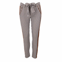 Pyjama Femme Pantalon Fluide En Coton-lin - Coupe Ample, Taille élastique, Poches - Modèle à Carreaux - Taille Standard - Idéal été, Maison, Yoga