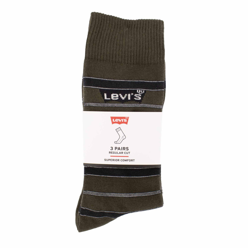 Lot de 3 paires de chaussettes coton stretch renfort Mixte LEVI'S marque pas cher prix dégriffés destockage