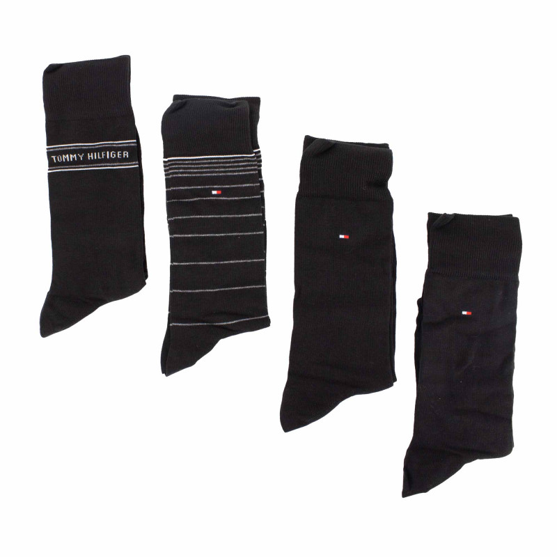 Coffret cadeau de 4 paires de chaussettes en coton Homme TOMMY HILFIGER marque pas cher prix dégriffés destockage