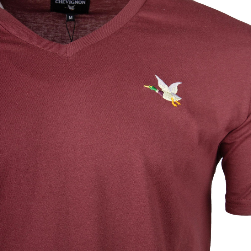 Tee shirt col v canard poitrine enzo Homme CHEVIGNON marque pas cher prix dégriffés destockage