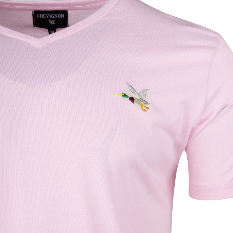 Tee shirt col v canard poitrine enzo Homme CHEVIGNON marque pas cher prix dégriffés destockage