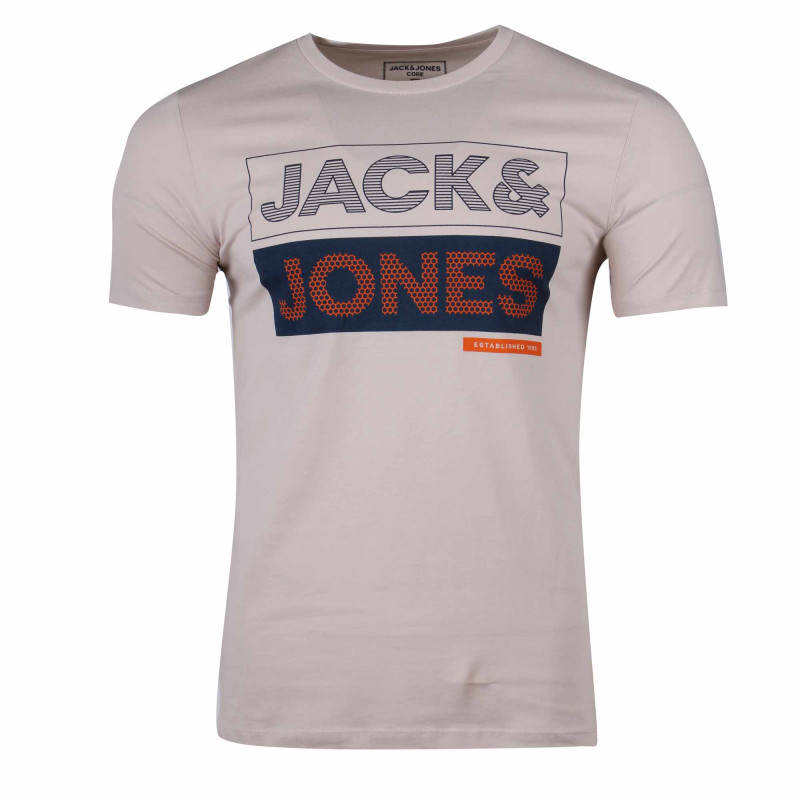 Tee shirt manches courtes inscription logo fleuri coton Homme JACK & -  Degriffstock