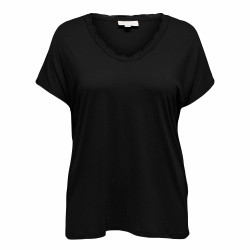 Tee shirt manches courtes col rond dentelle uni Femme ONLY CARMAKOMA marque pas cher prix dégriffés destockage