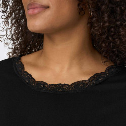 Tee shirt manches courtes col rond dentelle uni Femme ONLY CARMAKOMA marque pas cher prix dégriffés destockage