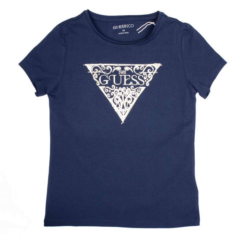 Tee shirt manches courtes logo milieu Enfant GUESS marque pas cher prix dégriffés destockage