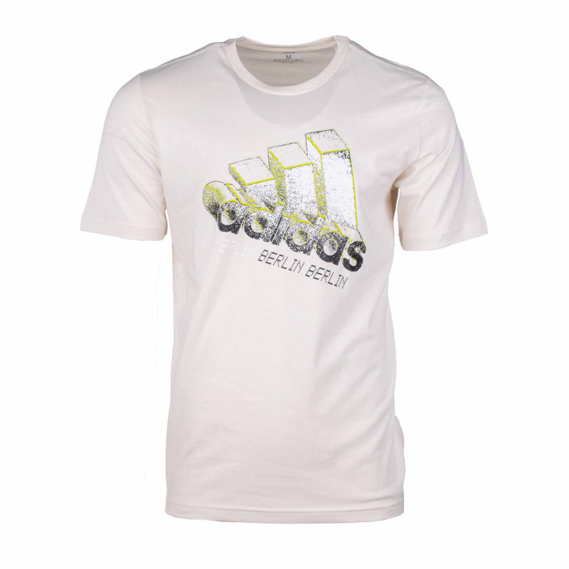Tee shirt manches courtes logo 3 bandes 3D Berlin coton Homme ADIDAS marque pas cher prix dégriffés destockage