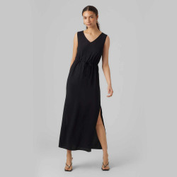 Robe longue sans manches uni fendue col v cordon Femme VERO MODA marque pas cher prix dégriffés destockage
