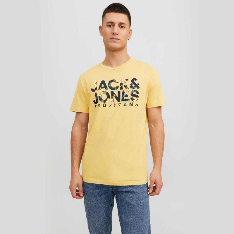 Tee shirt manches courtes motif logo fleurs coton Homme JACK