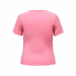 Haut manches courtes col v ourlets ondulés uni Femme ONLY CARMAKOMA marque pas cher prix dégriffés destockage