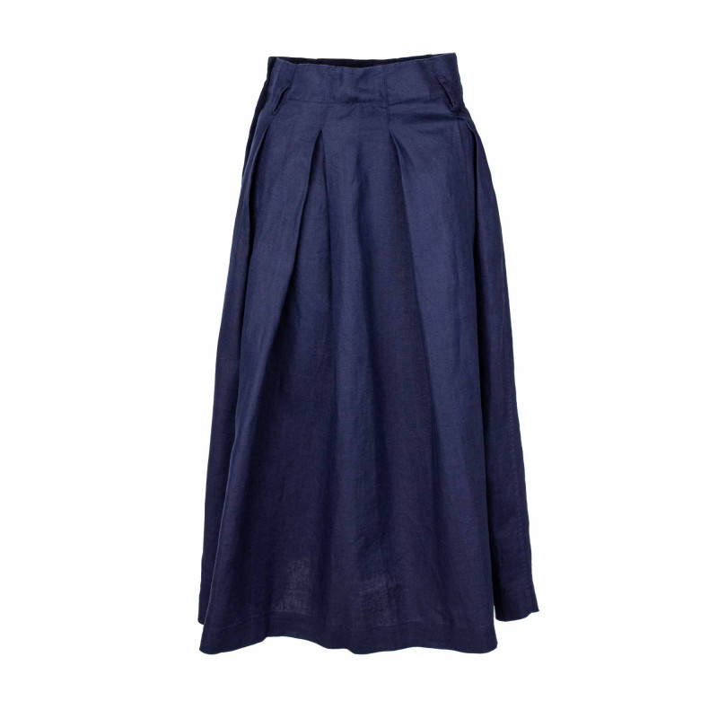 jupe longue en lin nantes/bleu maritime femme comptoir des cotonniers