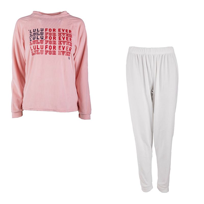 ensemble pyjama velours rose et blanc femme lulu castagnette