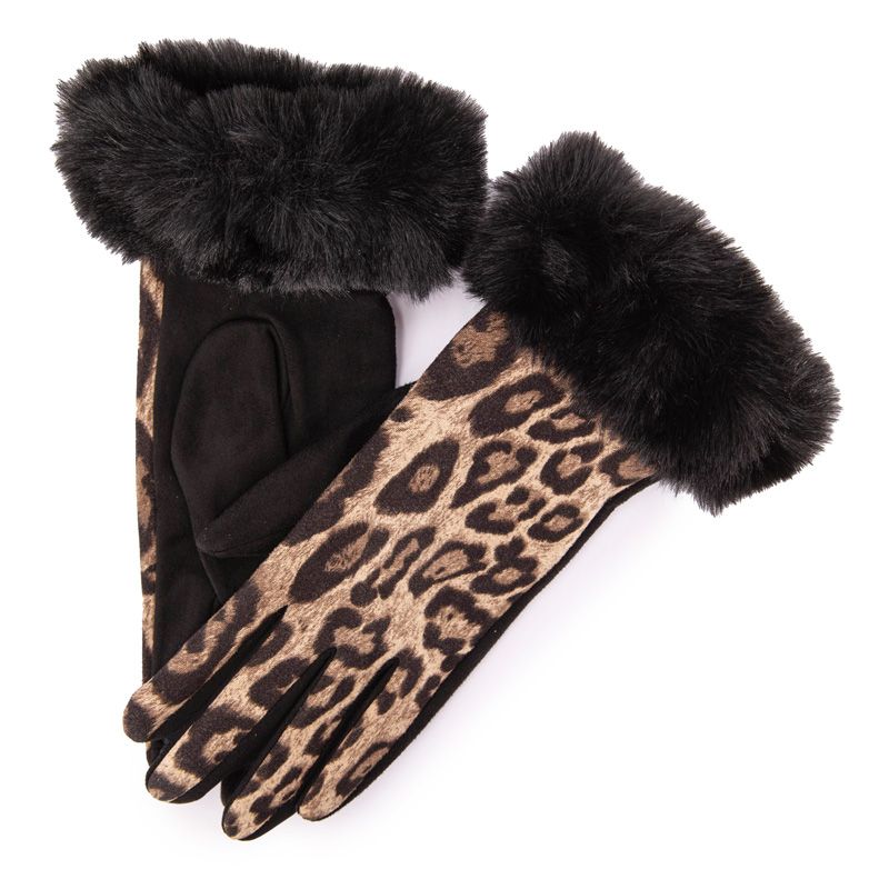 gants fourrés motif léopard femme bill tornade