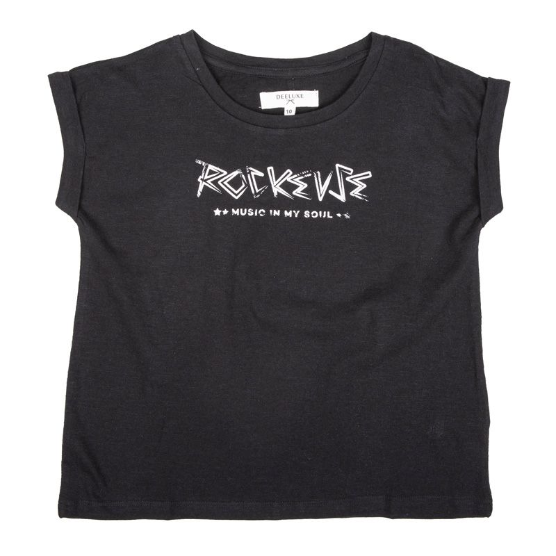 Tee shirt mc noir rockeuse 02t125g-pp girl Enfant DEELUXE 74