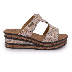 Mule a scratch compense beige multi 74r0182002 t36-41 Femme ROMIKA