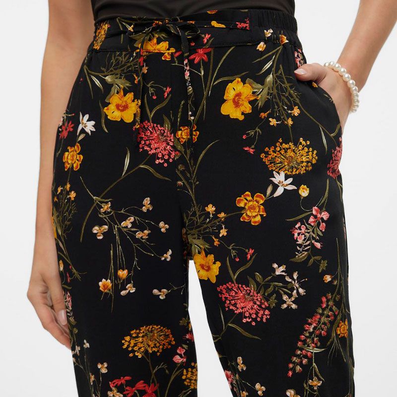 Pantalon a fleurs droit avec cordon de serrage Femme VERO MODA a prix