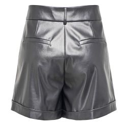 Short en simili à revers gris métallisé Femme ONLY