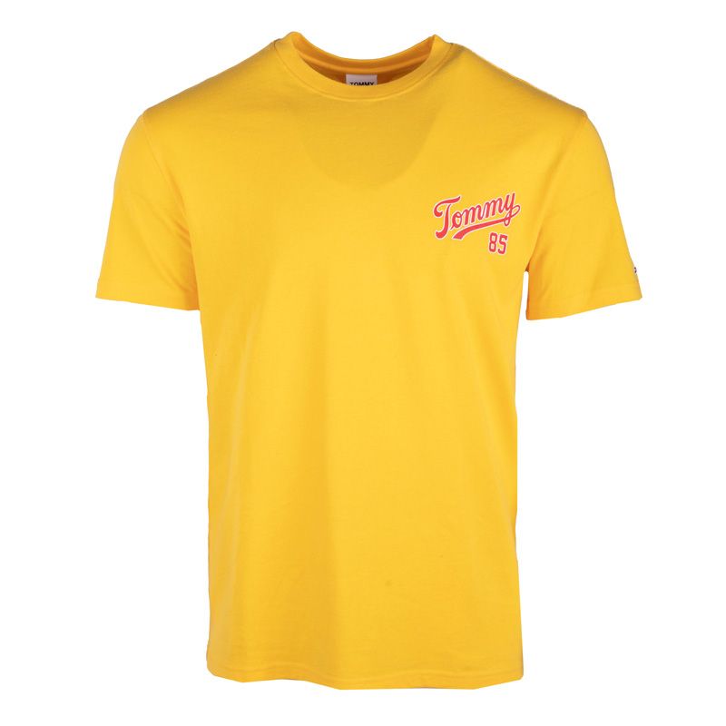 Tee shirt manches courtes jaune avec signature au dos Homme TOMMY