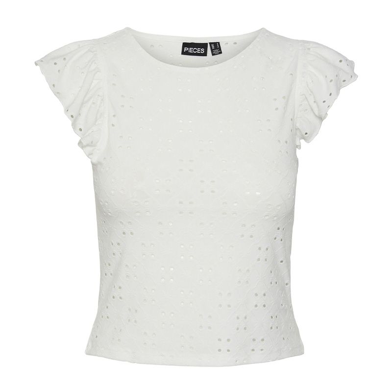 TEE SHIRT PCMIMI SL O-NECK FRILL TOP BC BLACK 17145521 3924 TEE SHIRT PCMIMI SL O-NECK FRILL TOP BC BLACK 17145521 3924