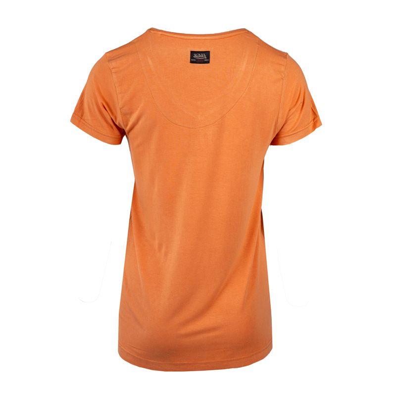 Tee shirt mc col v fluide et logo strass vd/2/tvc/roon/n Femme VON DUTCH